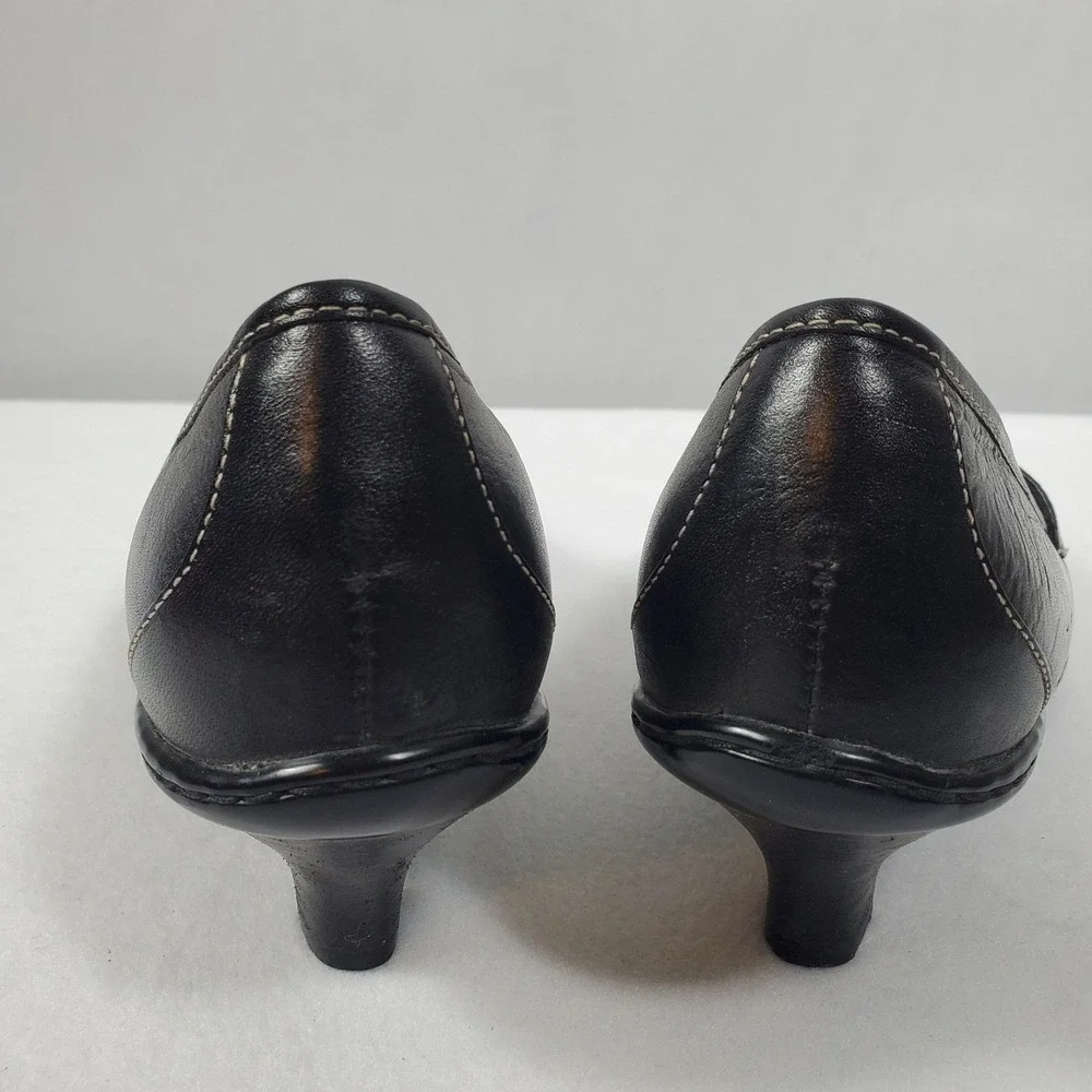 Sofft‎ Black Faux Croc Embossed Leather Kitten Heel Loafers Size 7.5 M - Picture 7 of 9